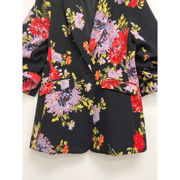 Cinq à Sept Cheyenne Chrysanthemum Scrunched Floral Print Designer Blazer Size 8 - Picture 6 of 16